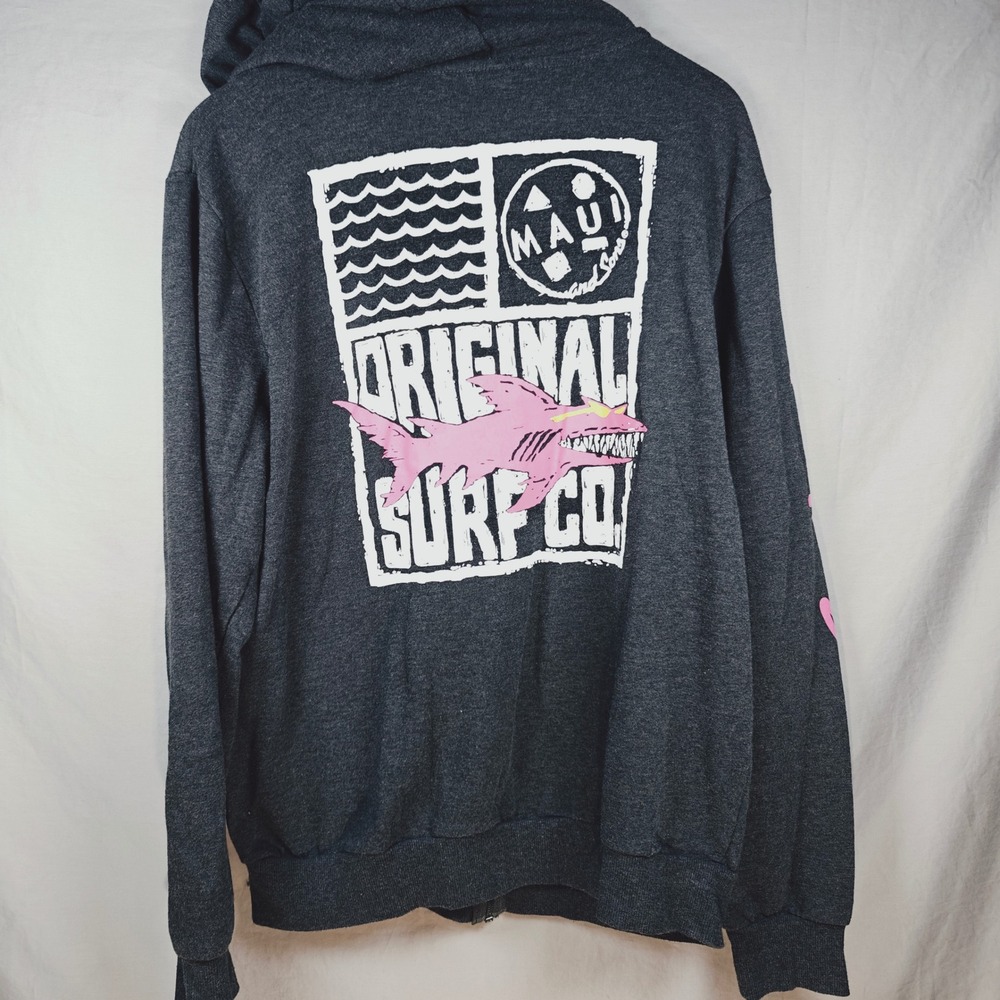 Maui and Sons Mens Zip Up Hoodie Gray Size Large Full Zip Casual Beach LARGE - Picture 3 of 12